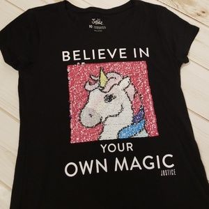 Justice flipee tshirt, size 10